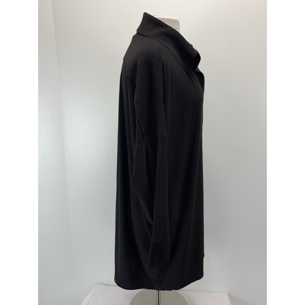 Norma Kamali Box Shirt Dress Swim Cover Sz Large Women's Black Draped Minimalist - Picture 4 of 7
